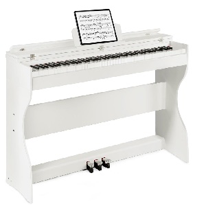 Piano digital blanco con pedales