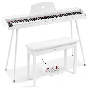 Piano digital blanco de 88 letras con banco